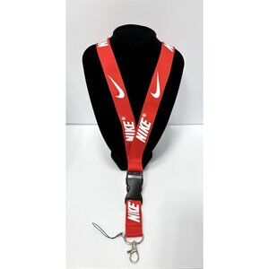 Nike Red And White Lanyard With Detachable Clasp For Keys ID Cards Brand New